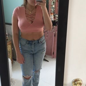 cross cross v neck crop top